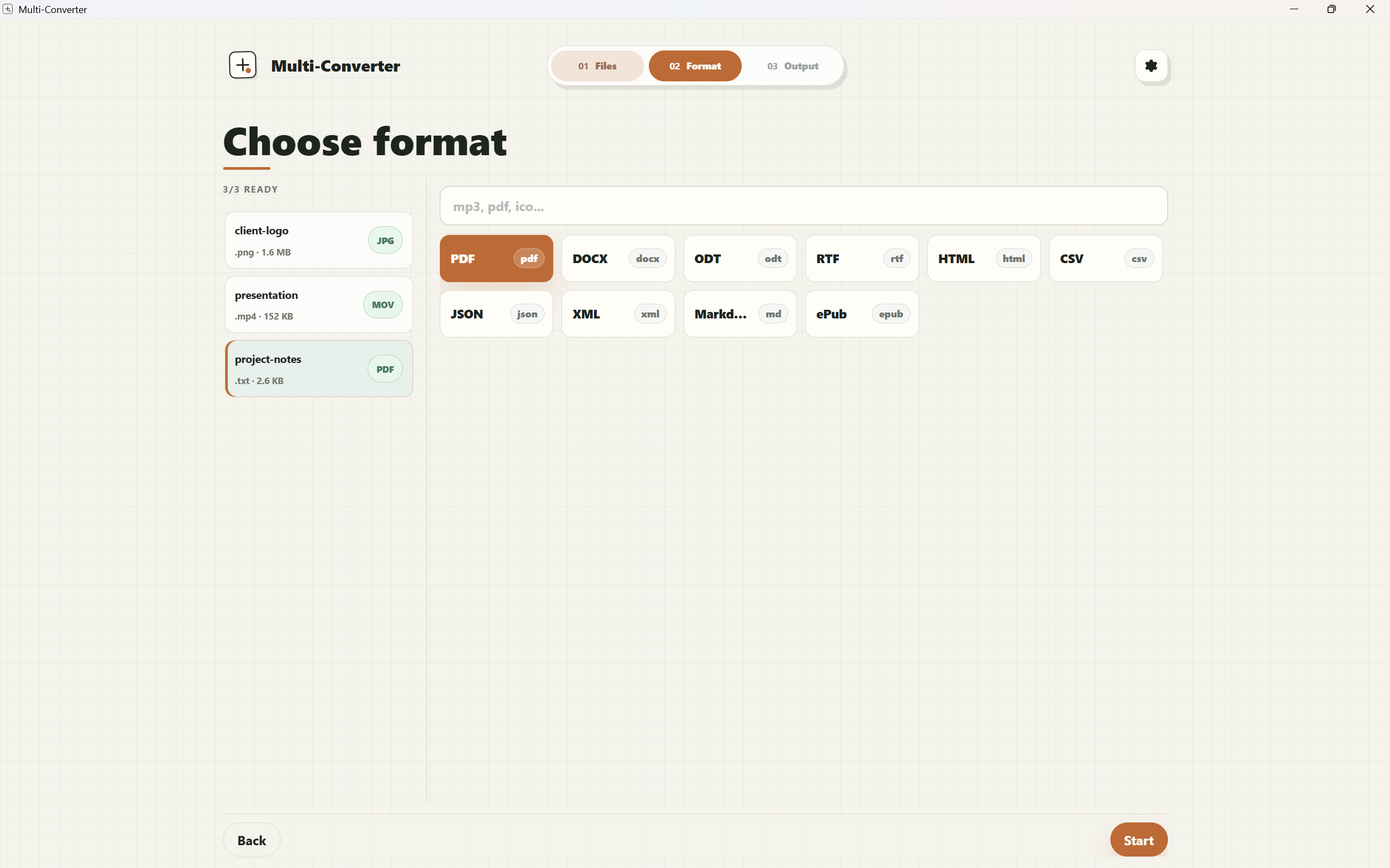 Format selection in Multi-Converter