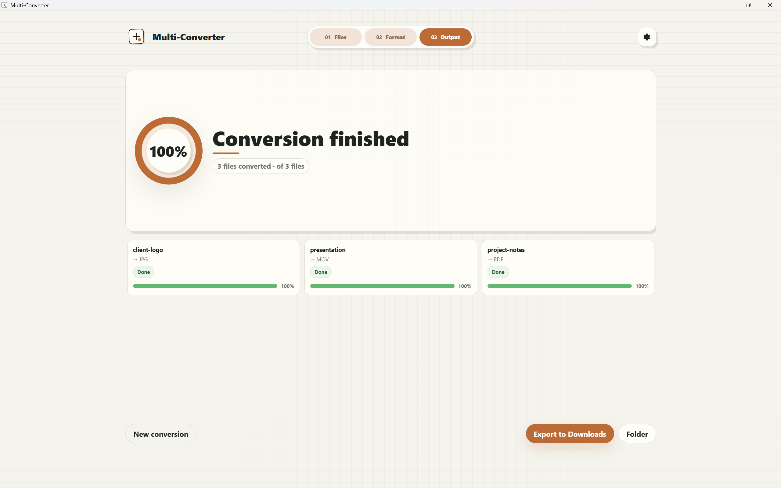 Ready to download in Multi-Converter