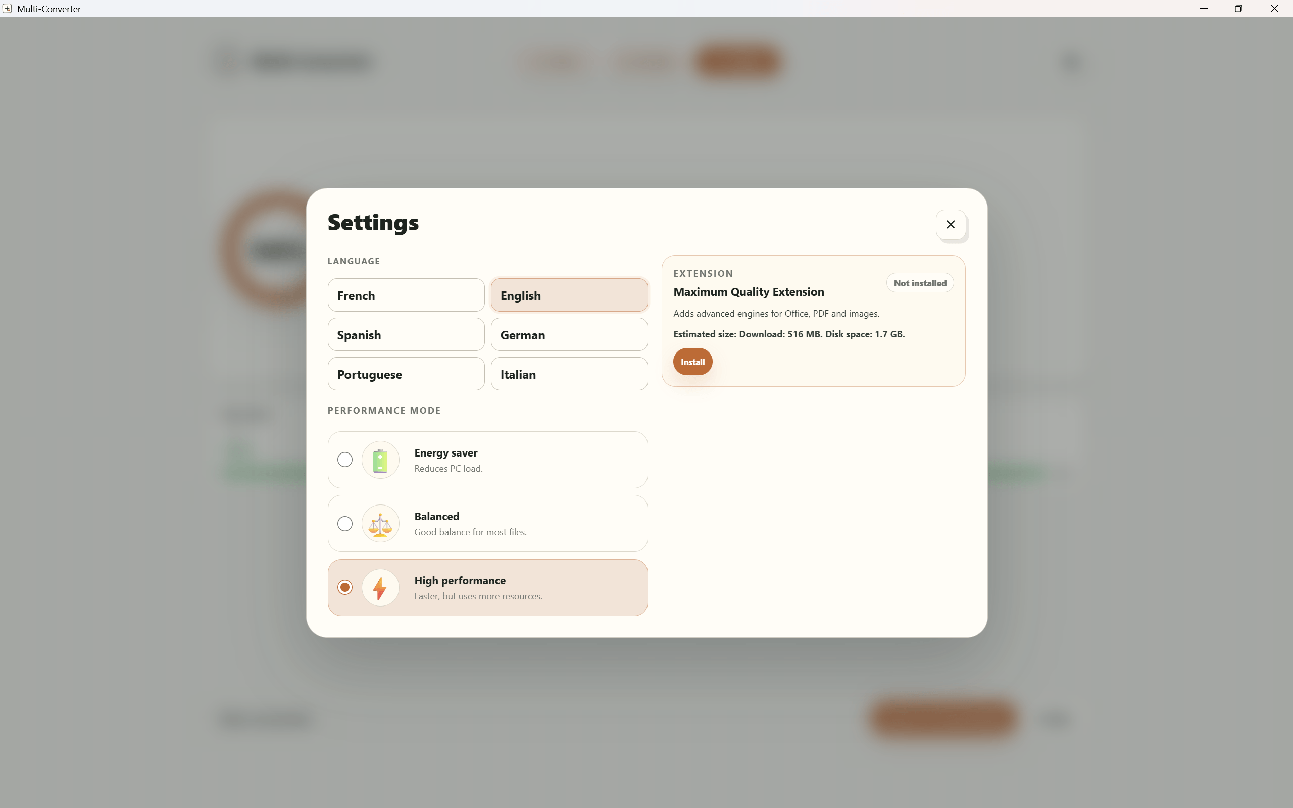 Multi-Converter settings